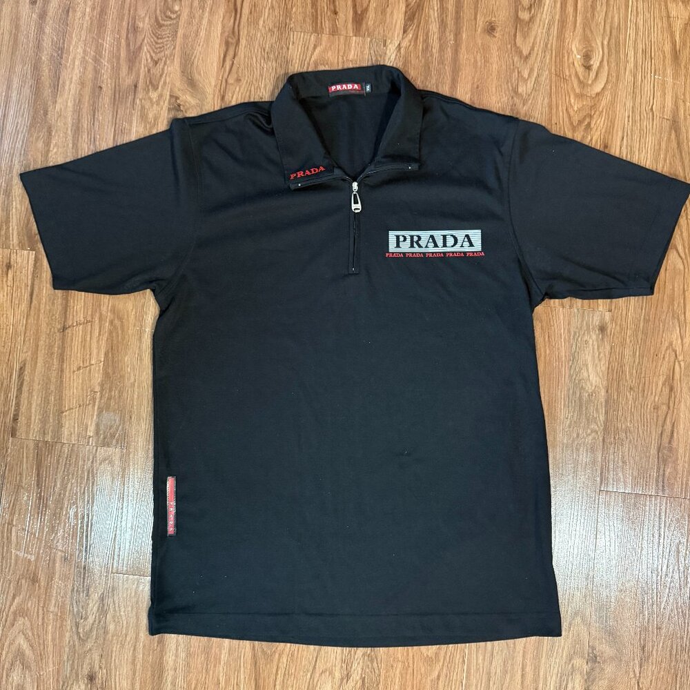 Prada Piquรฉ Quarter Zip Re-Nylon Polo Shirt Unisex EUR Size XXL